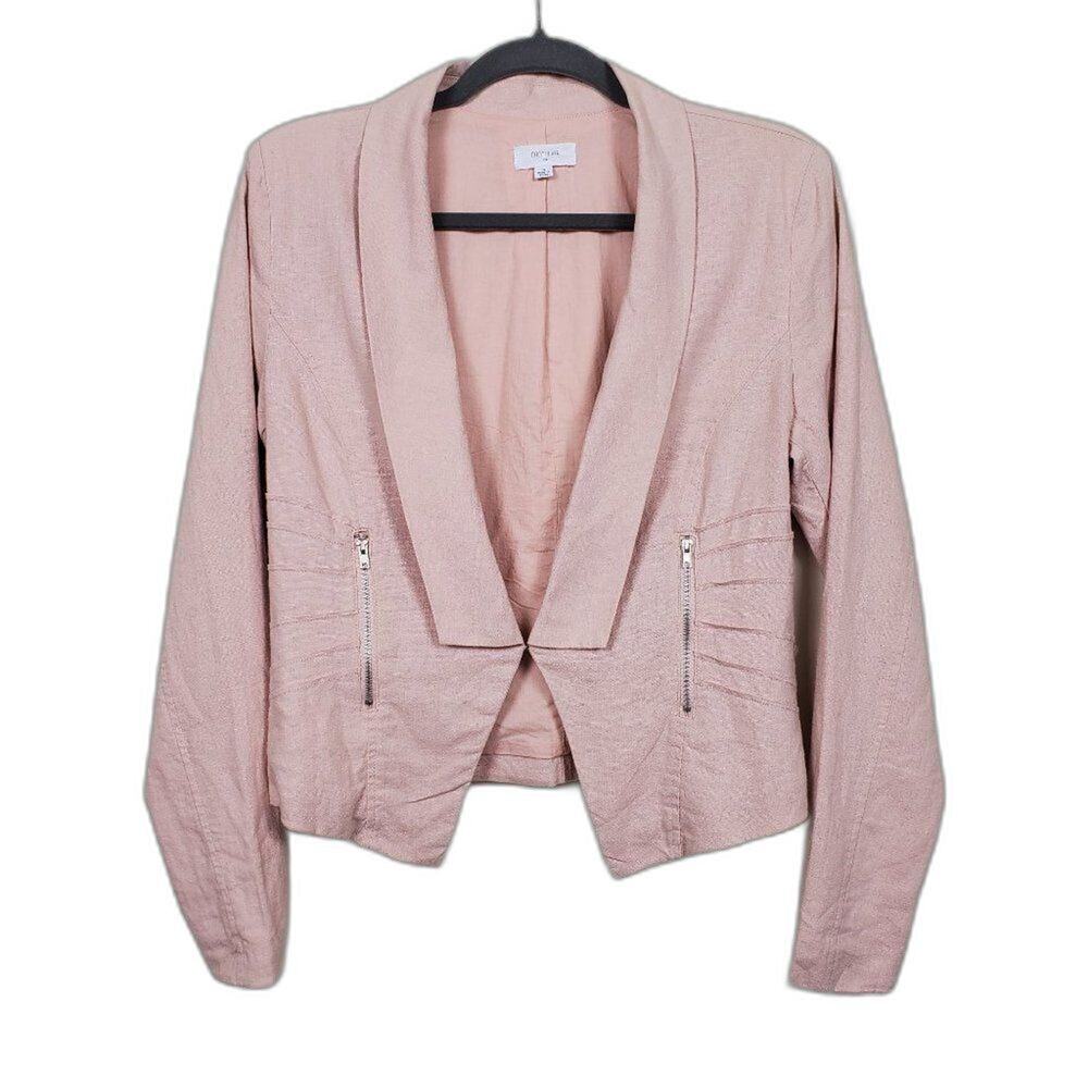 Chocolate USA Linen Blend Cropped Blazer Womens M Pink Lightweight Jacket